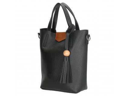 Stylová kabelka Charm s třásní - černá