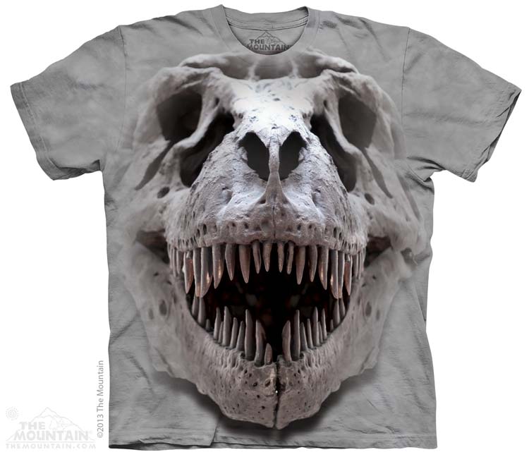 Levně Pánské batikované triko The Mountain - T-Rex Big Skull - šedé