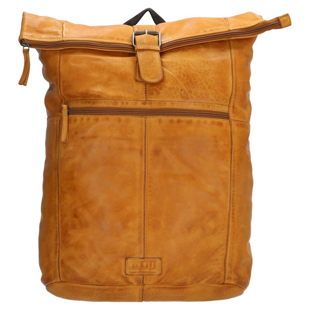 Levně Batoh z pravé kůže Old West Paint Rock na notebook 15,6" (38 cm) - okrový - 21L