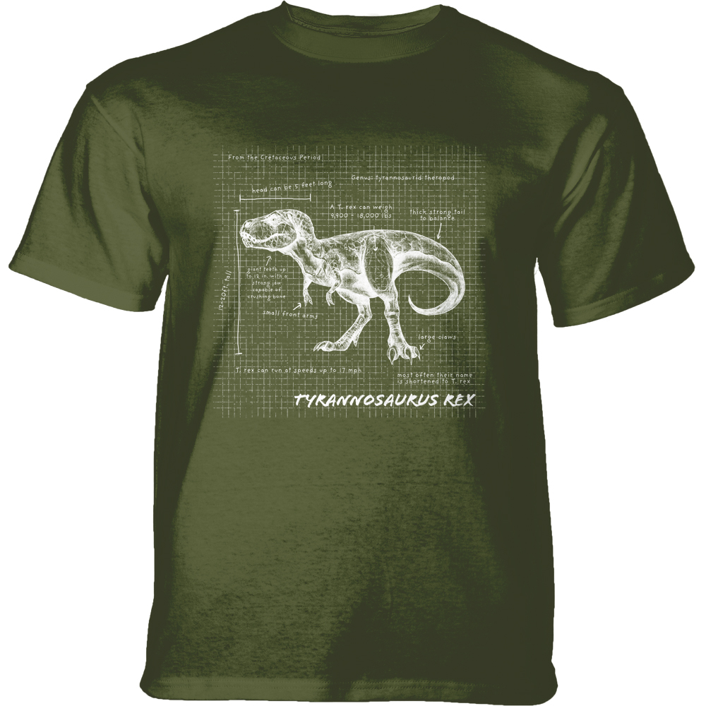 Pánské batikované triko The Mountain - T-REX Fact Sheet - zelené Velikost: M