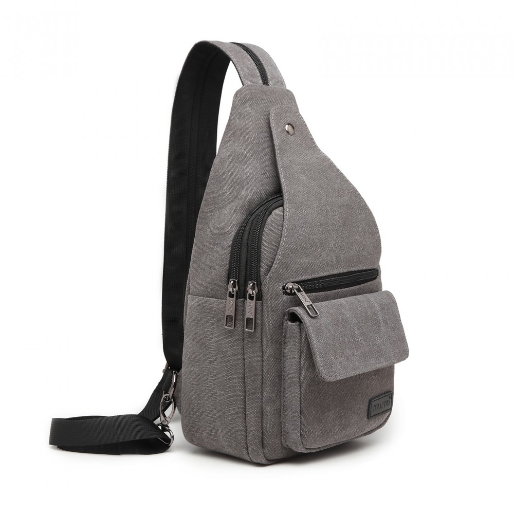 Levně Úzký pánský crossbody batoh casual canvas Kono - šedý