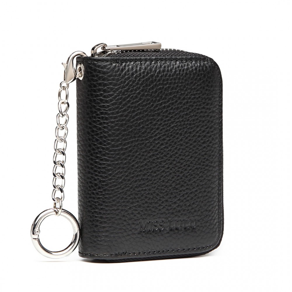 Levně Kompaktní kožená unisex peněženka Miss Lulu Doran - černá