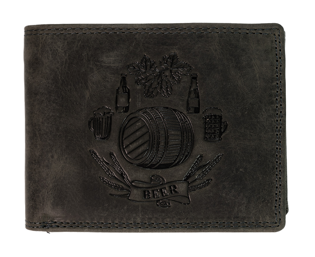 HL Luxusní kožená peněženka BEER - černá