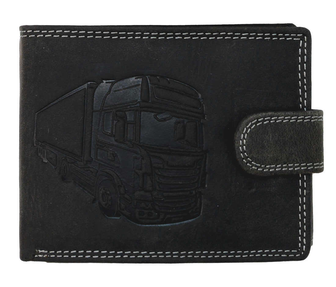Levně WILD Luxusní pánská peněženka s přezkou Kamion - černá