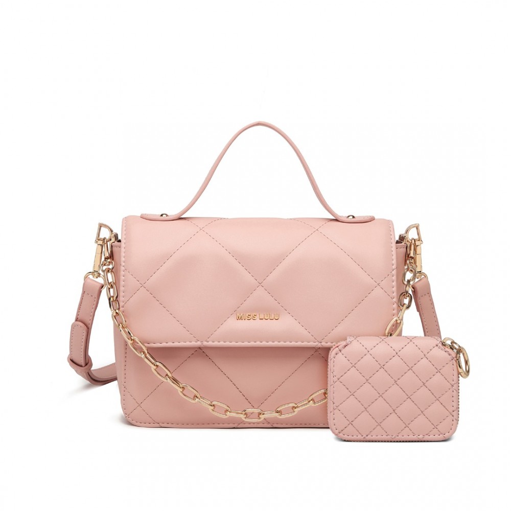 Levně Miss Lulu dámská kabelka a peněženka Diamond LT2201 - růžová