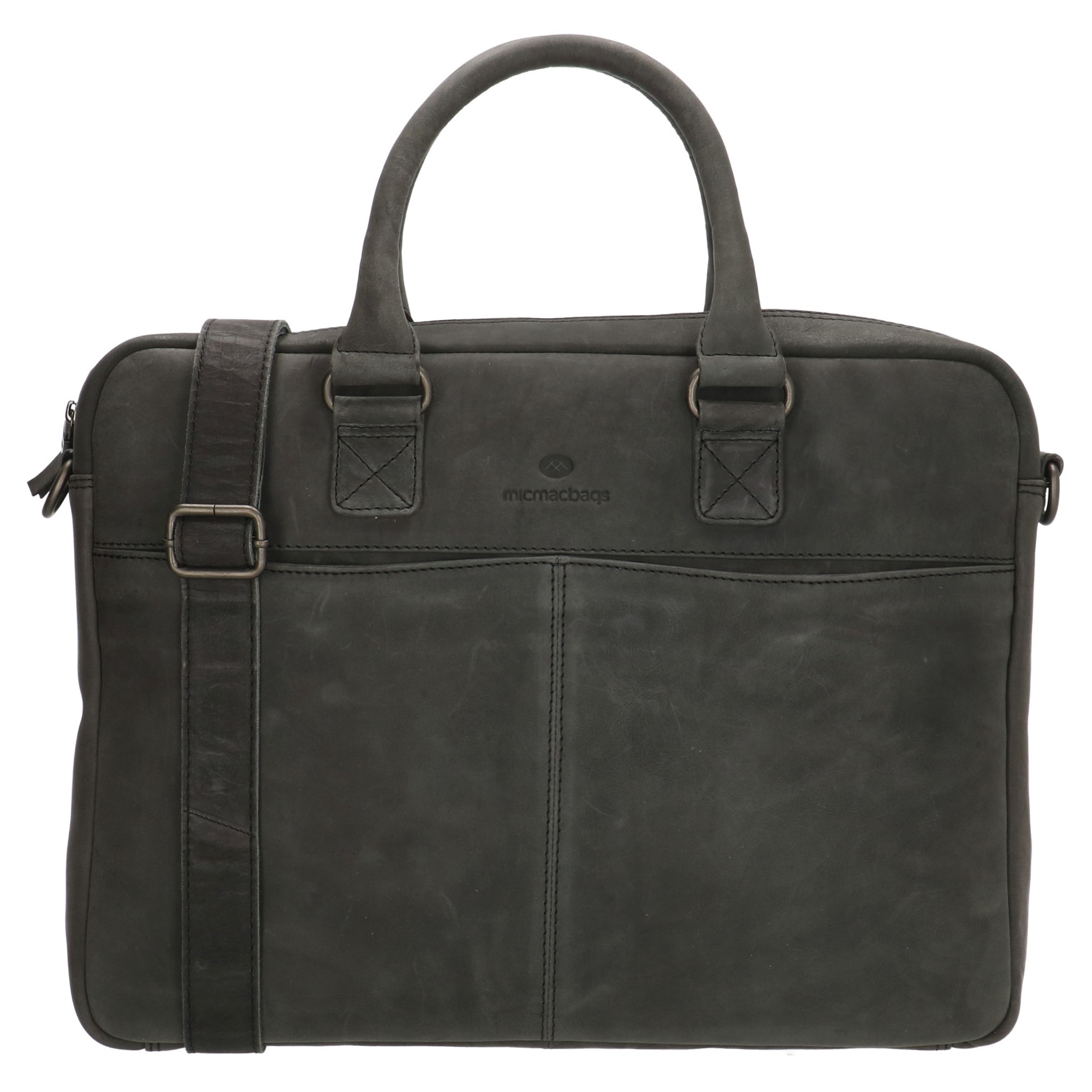 Levně Kožená byznys taška na notebook Micmacbags malmö 15,6 inch (38 cm) - černá