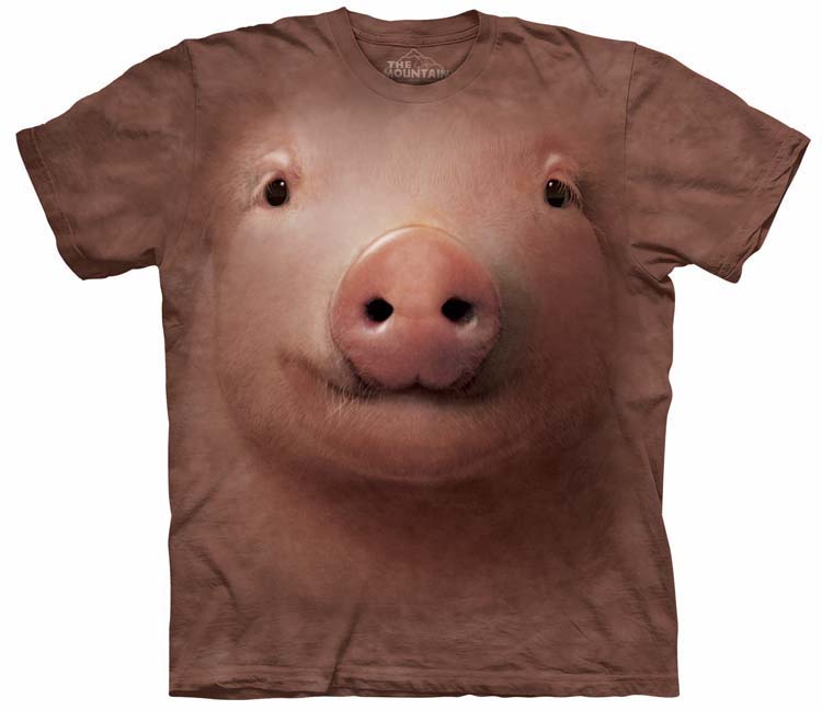 Pánské batikované triko The Mountain - Pig Face - hnědé Velikost: XXXL