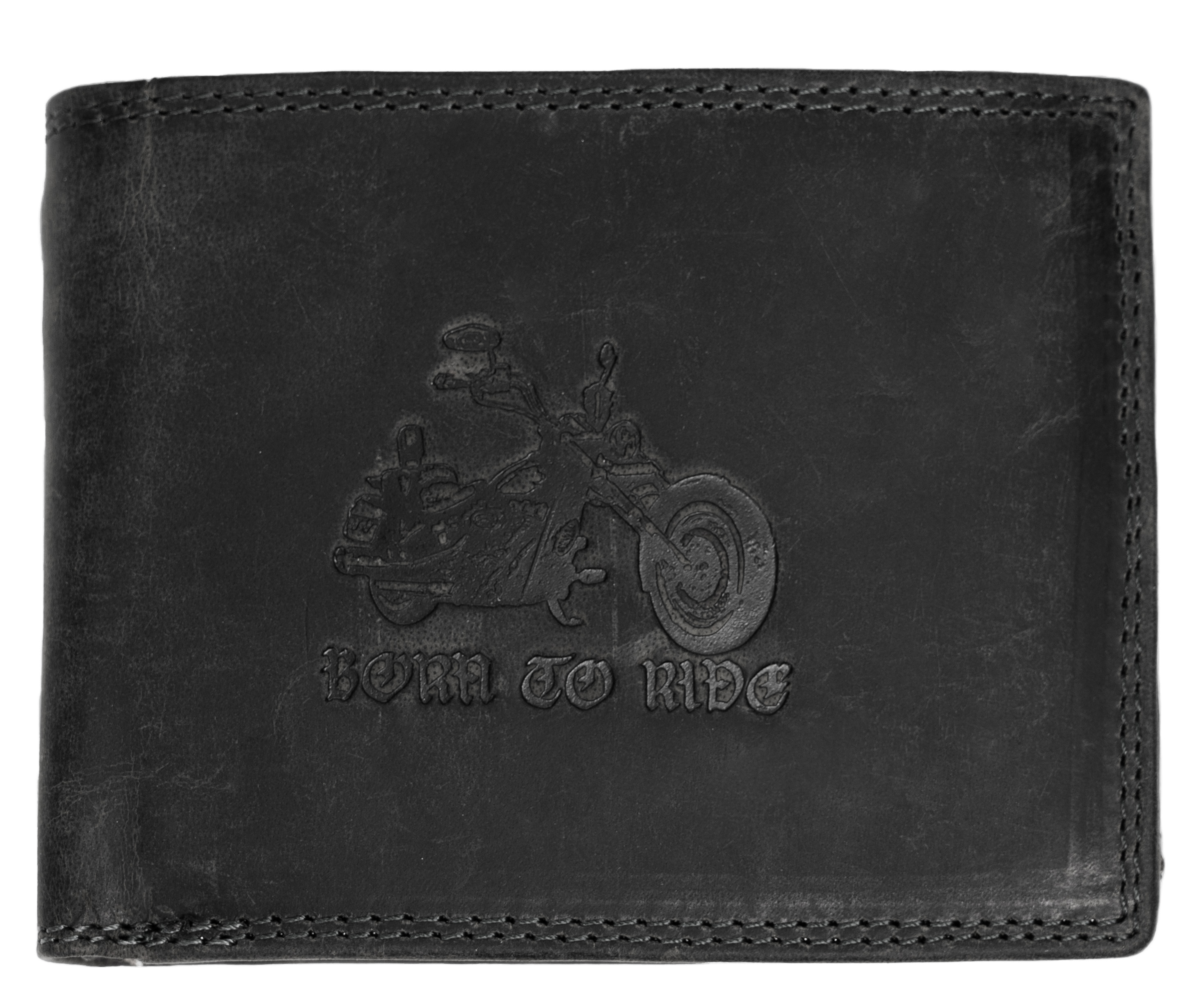 Levně HL Luxusní kožená peněženka s motorkou - černá