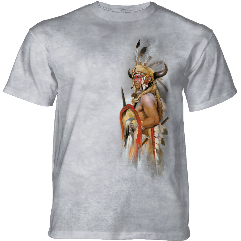 Levně Pánské batikované triko The Mountain - LOOK OF WAR - indiánské- světle šedé