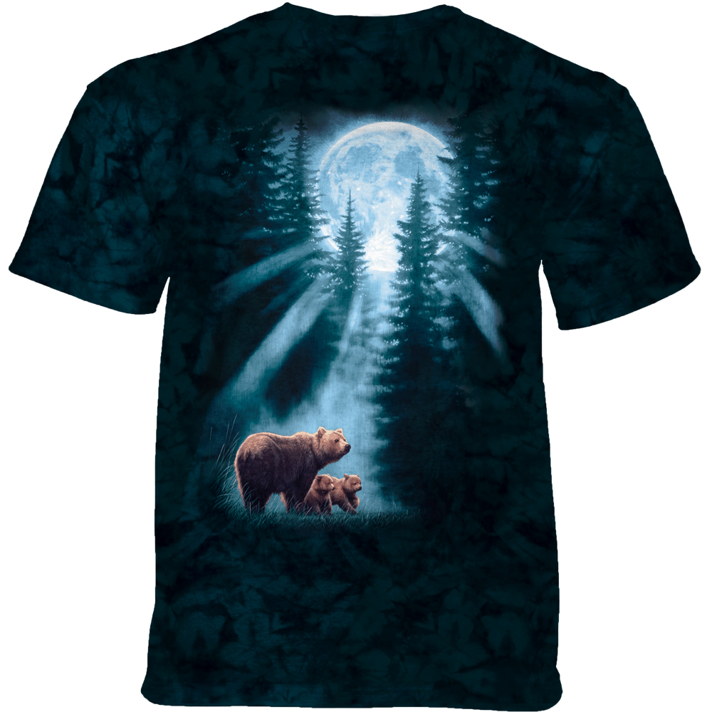 Levně Pánské batikované triko The Mountain - PURE FEELING - medvědi - tmavě zelená