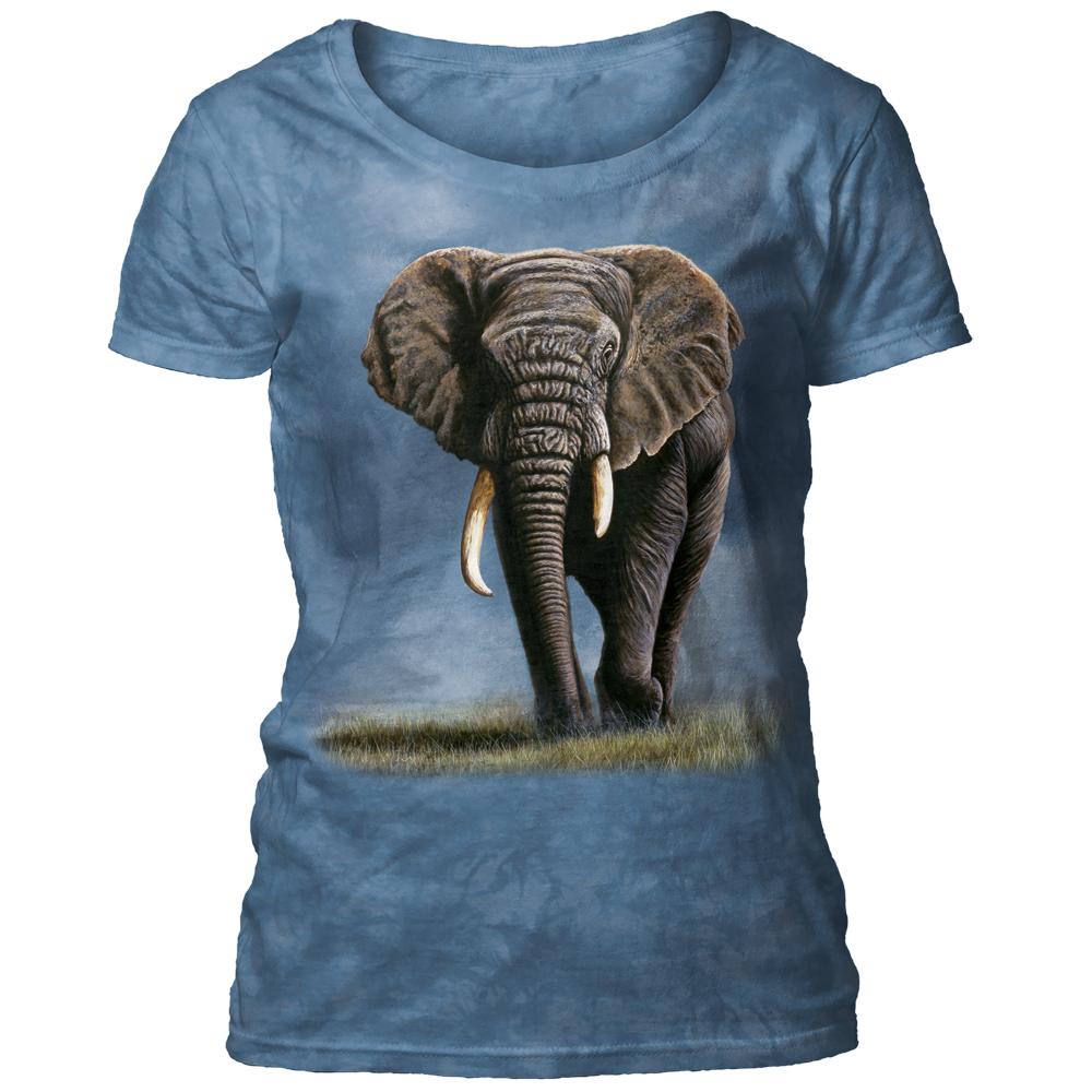 Levně Dámské batikované triko The Mountain - APPROACHING STORM - slon - modrá