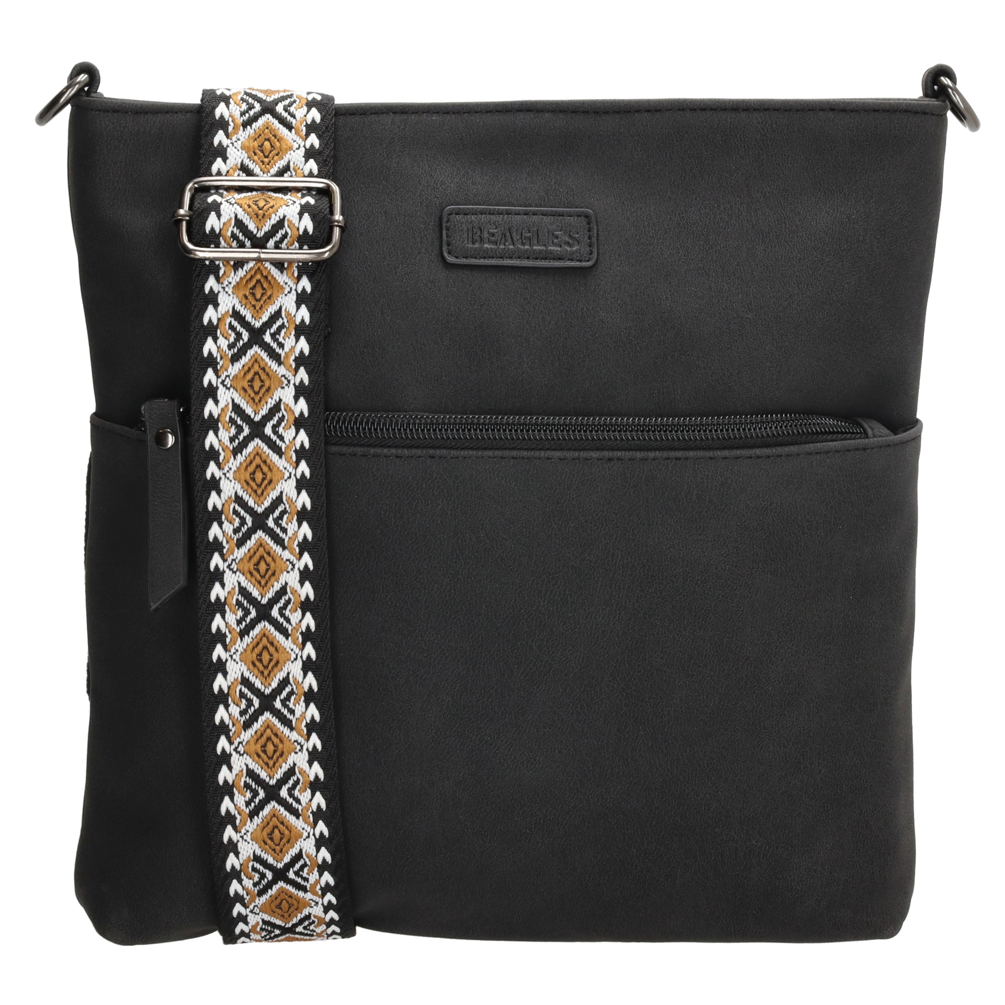 Levně Beagles Malaga dámská crossbody taška s dekorativním popruhem - černá - 26,5 cm