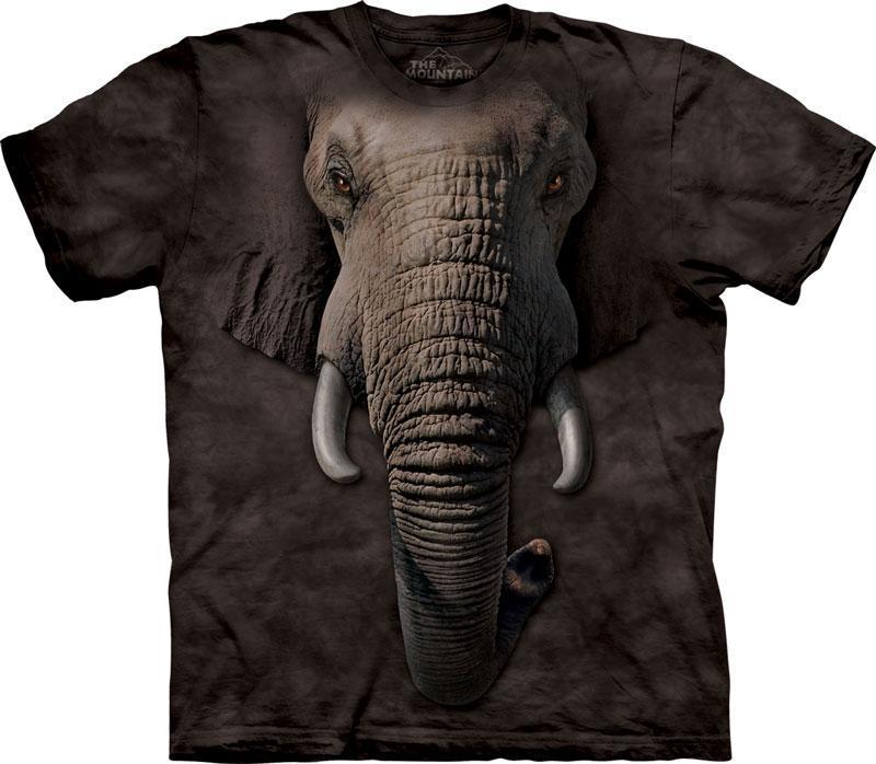Levně Pánské batikované triko The Mountain - Sloní tvář - černé