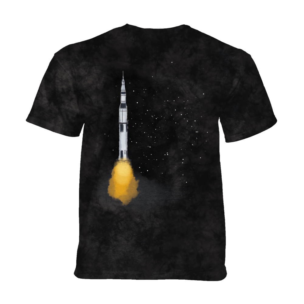 Levně The Mountain Dětské batikované tričko - APOLLO SKETCH - černé - vesmír