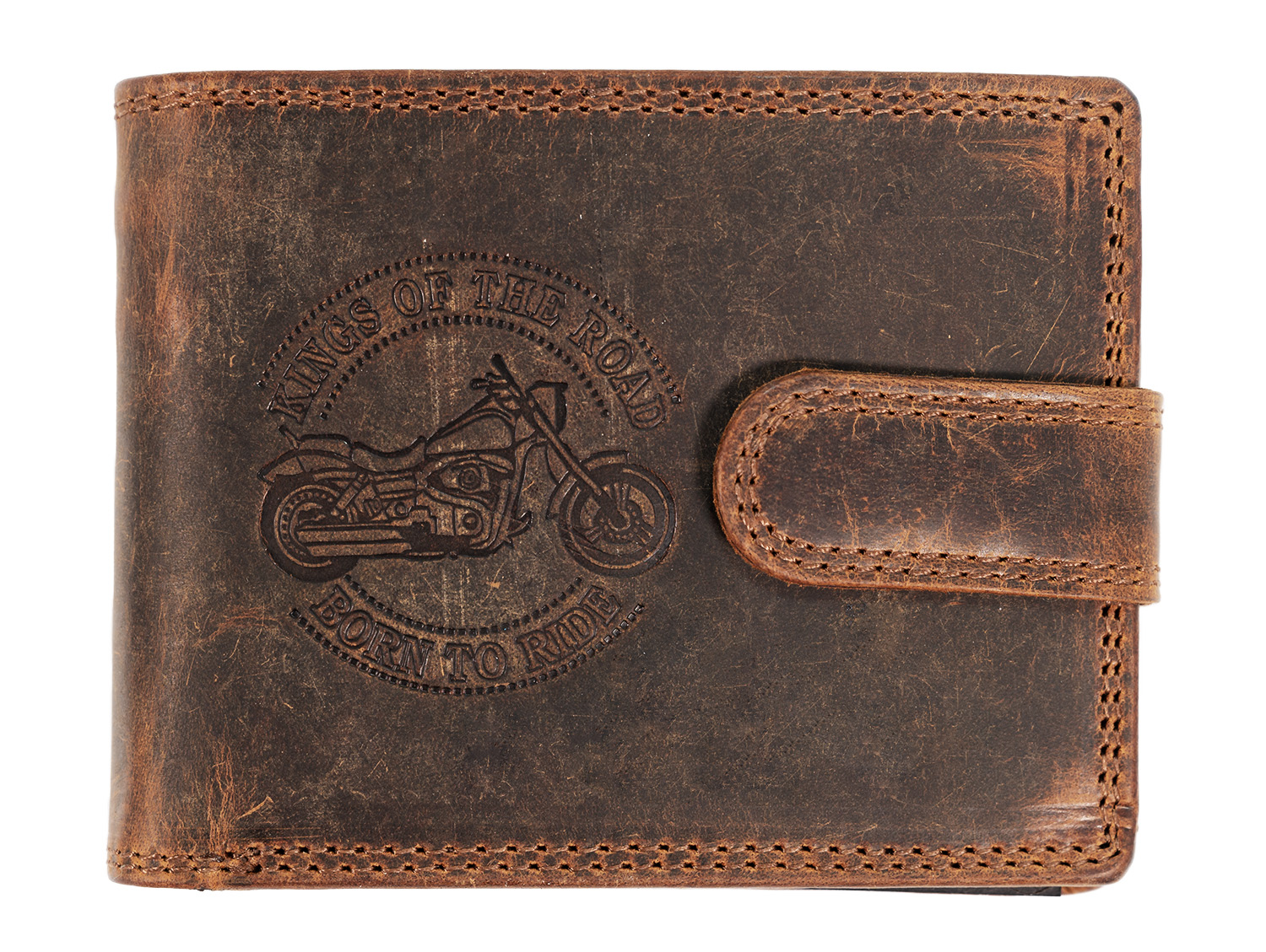 HL Luxusní pánská peněženka s přezkou Kings of the Road - hnědá