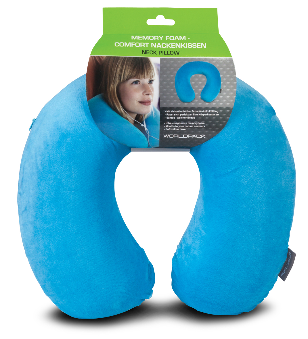 Levně WORLDPACK TRAVEL PILLOW cestovní polštář z paměťové pěny - tyrkysová