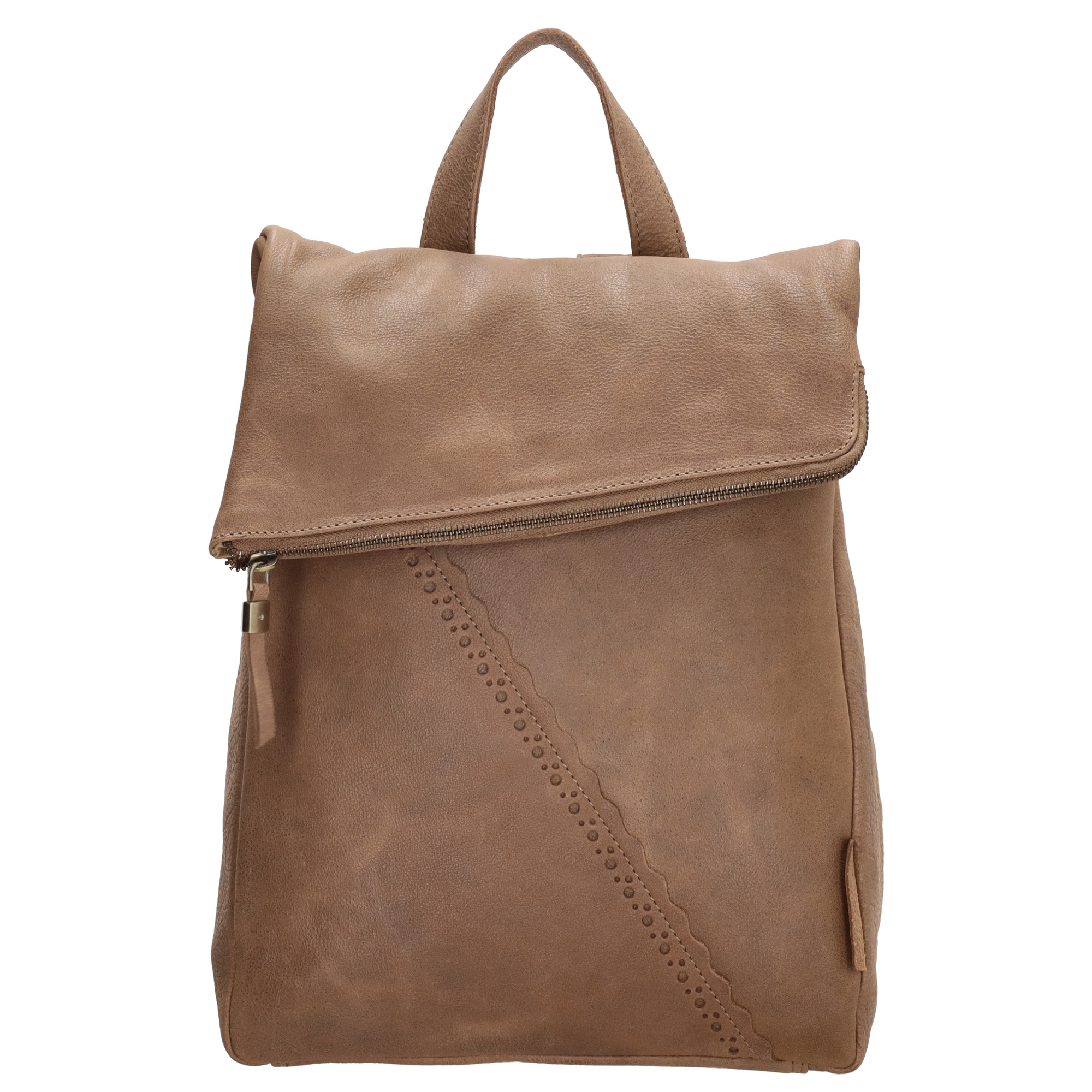 Levně Micmacbags dámský kožený batoh Marrakech - taupe - 8L