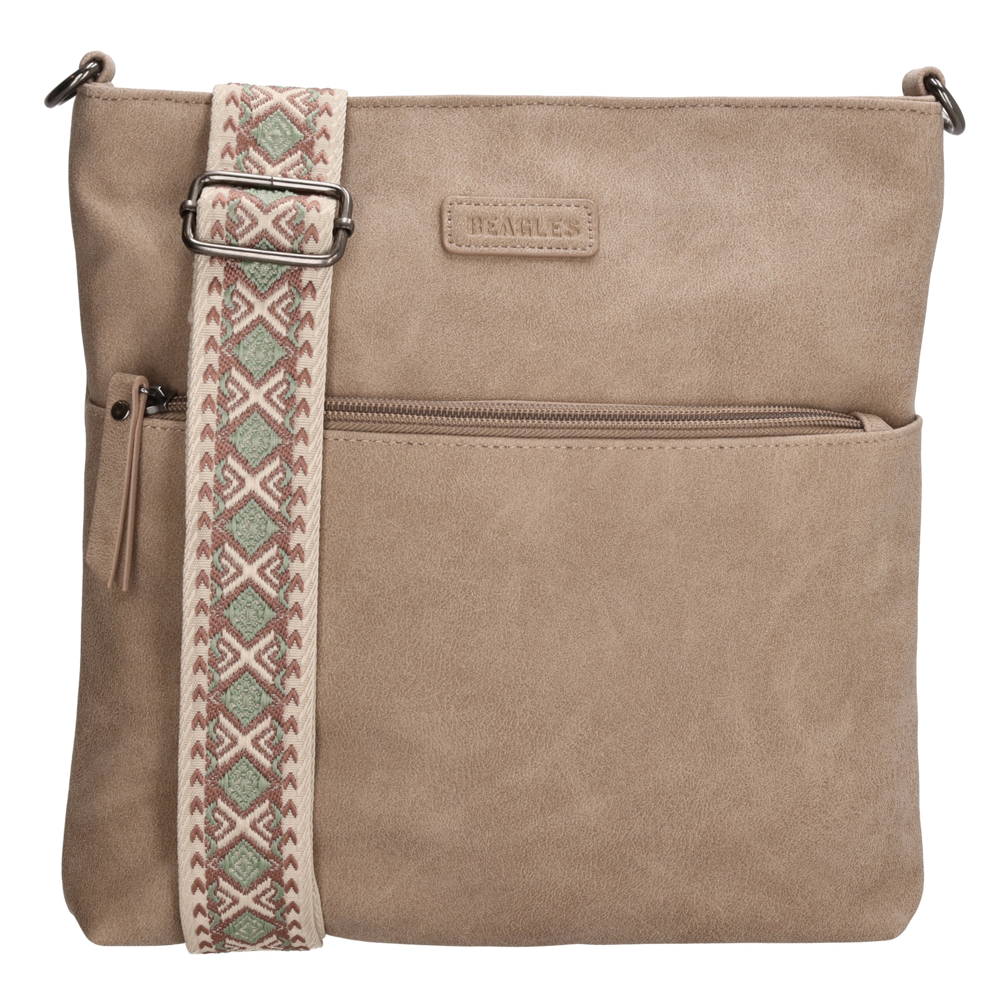 Levně Beagles Malaga dámská crossbody taška s dekorativním popruhem - taupe - 26,5 cm