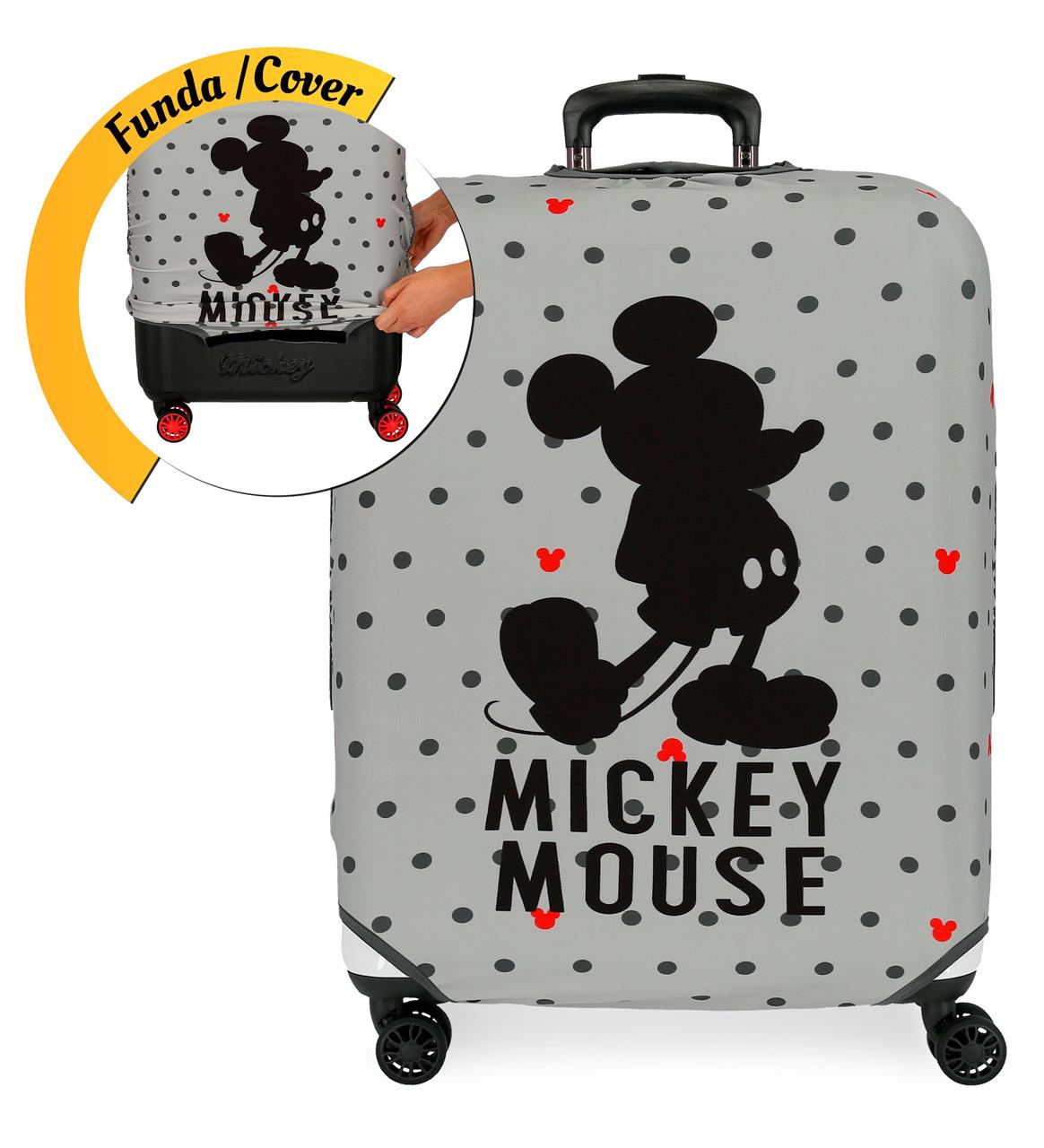 Levně JOUMMABAGS Mickey Mouse elastický neoprenový obal na střední zavazadlo šedá