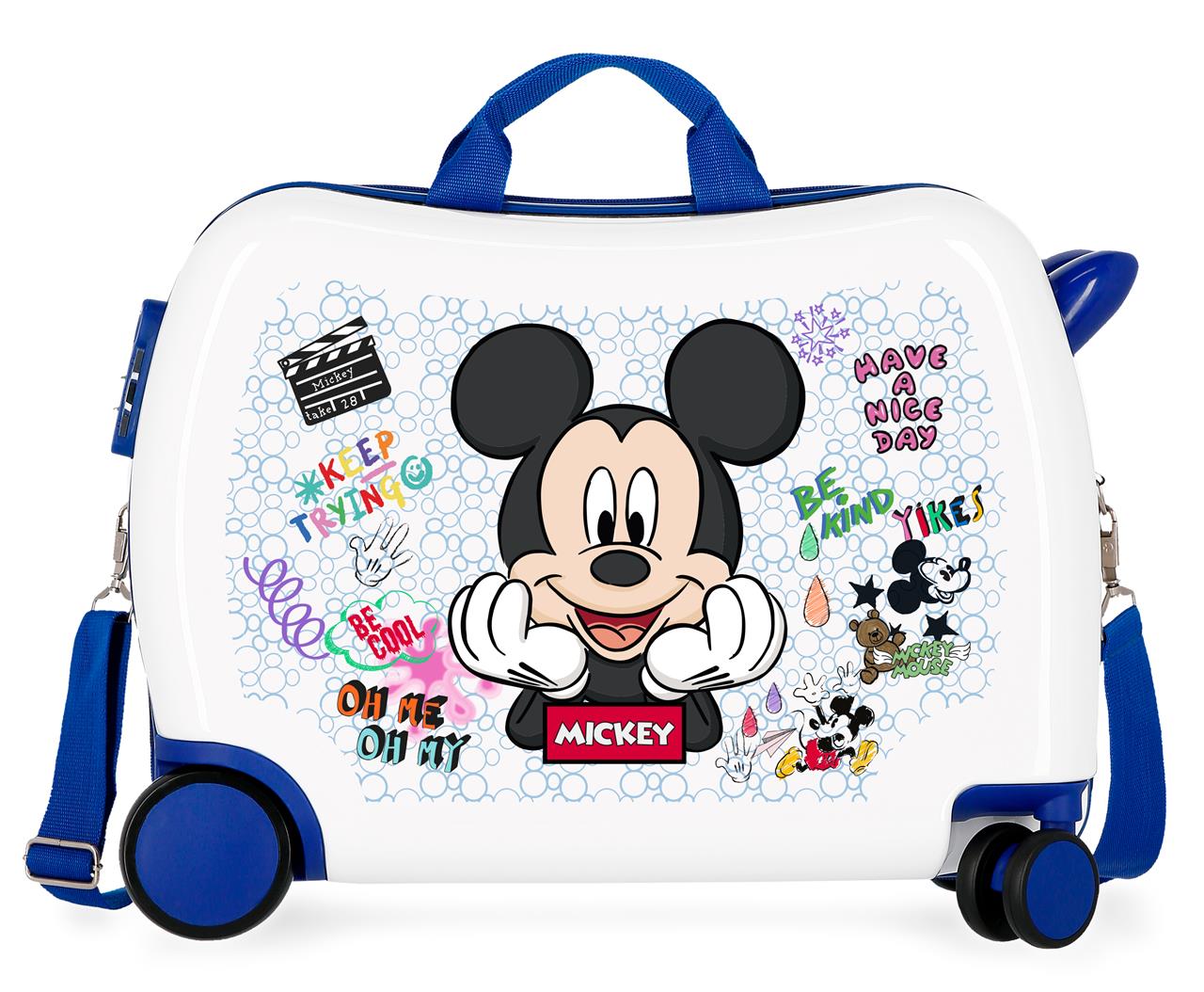 Levně JOUMMABAGS Dětský kufřík na kolečkách - odražedlo - MICKEY BE COOL WHITE - 34L