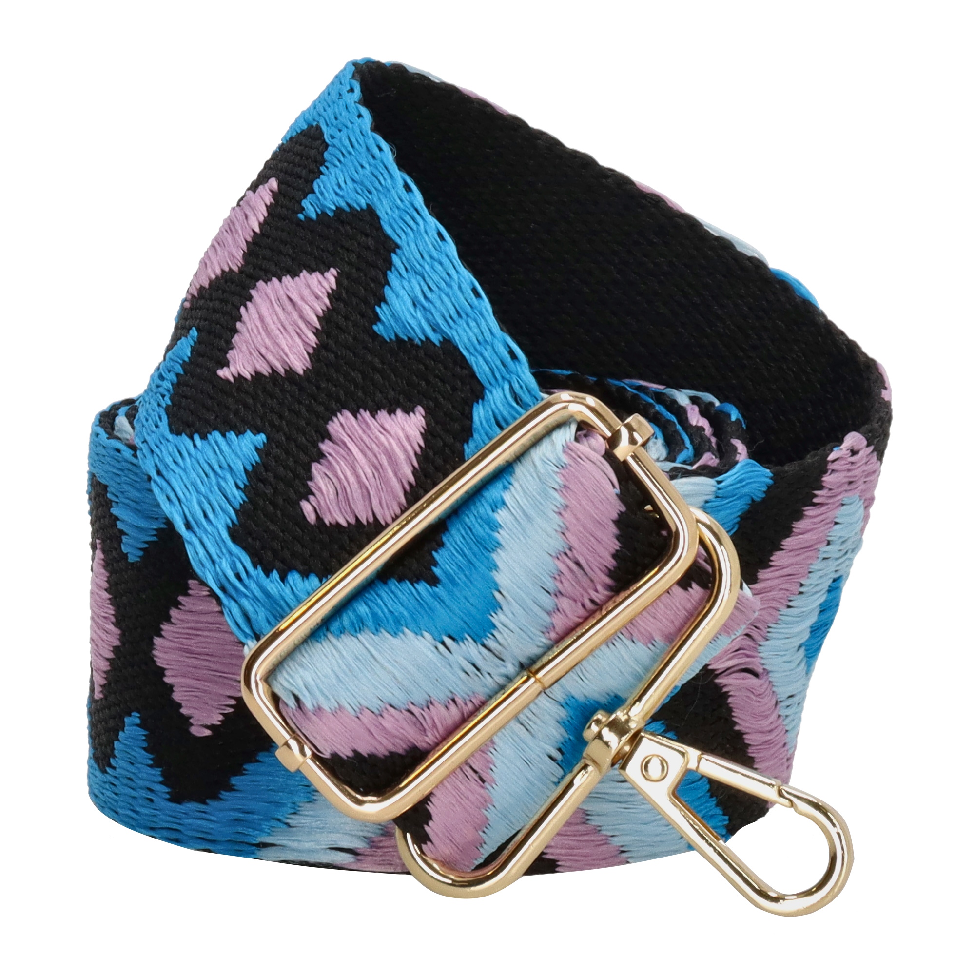 Levně Beagles stylový popruh na crossbody kabelku 20837D -růžovo modrý - geometrické vzory