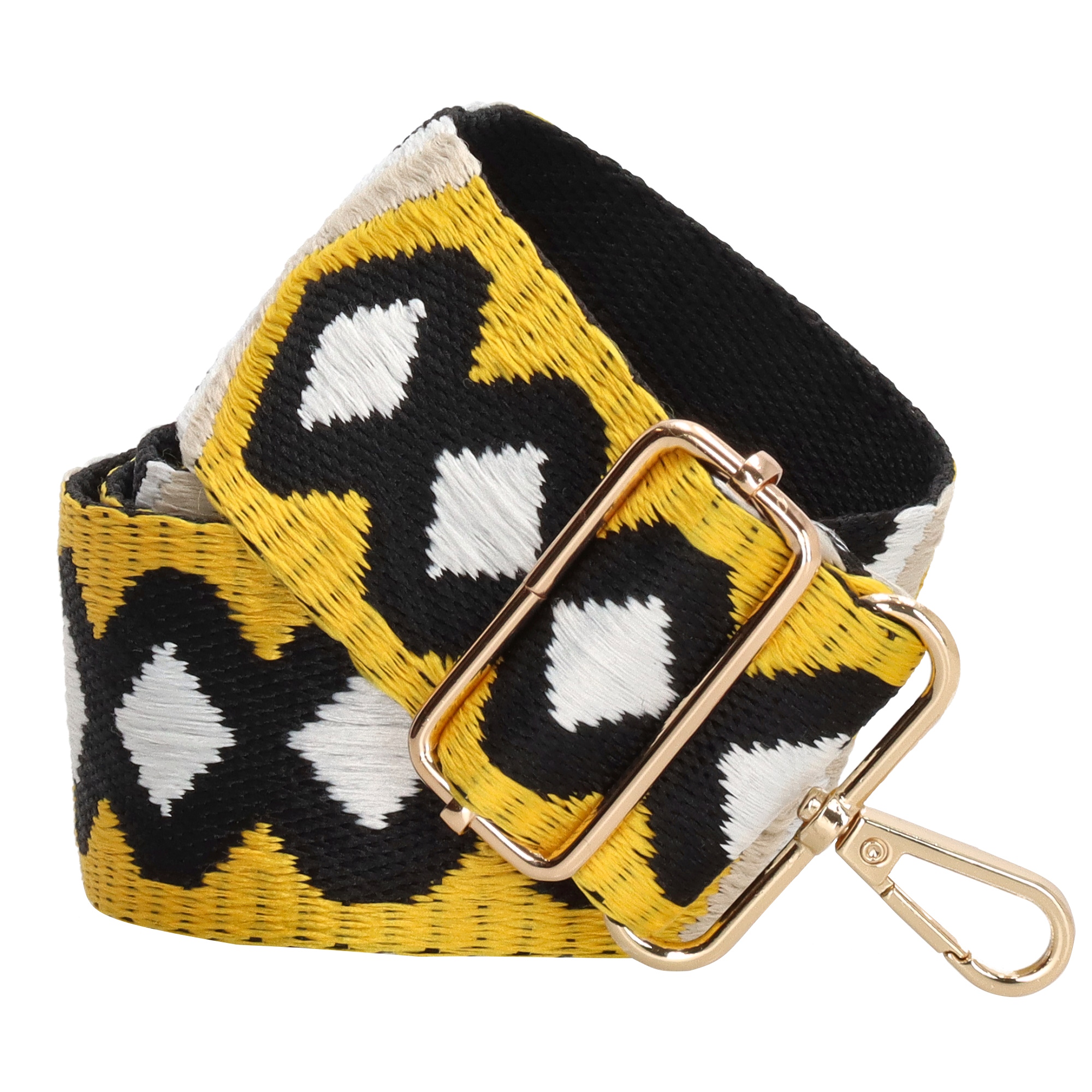 Levně Beagles stylový popruh na crossbody kabelku 20837E - žluto černá - geometrické vzory