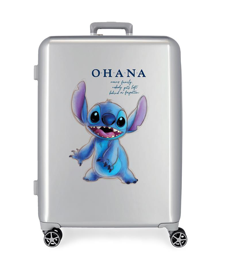 Levně Disney 100 Lilo a Stitch medium rozšířitený skořepinový kufr - 81L - 70 cm - strieborný