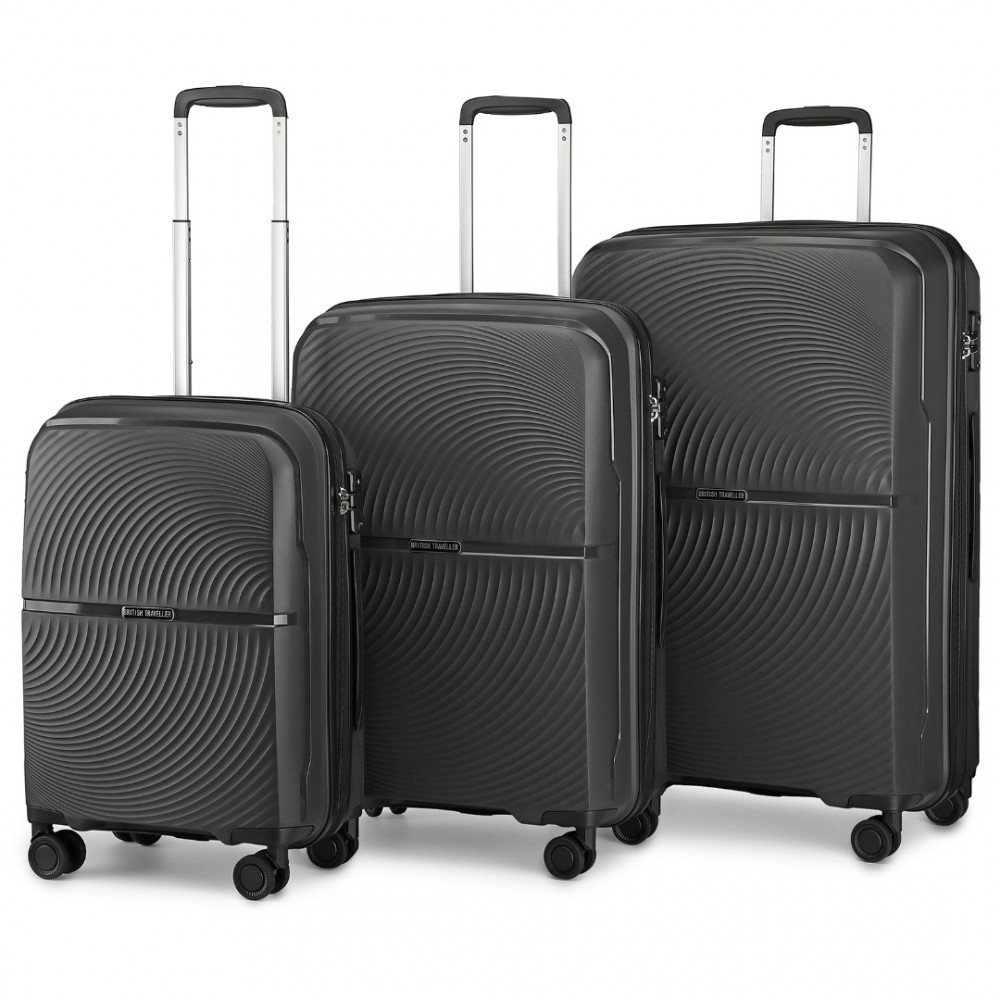 Levně KONO travel set kufrů polypropylén - 40L, 68L, 97L - černý