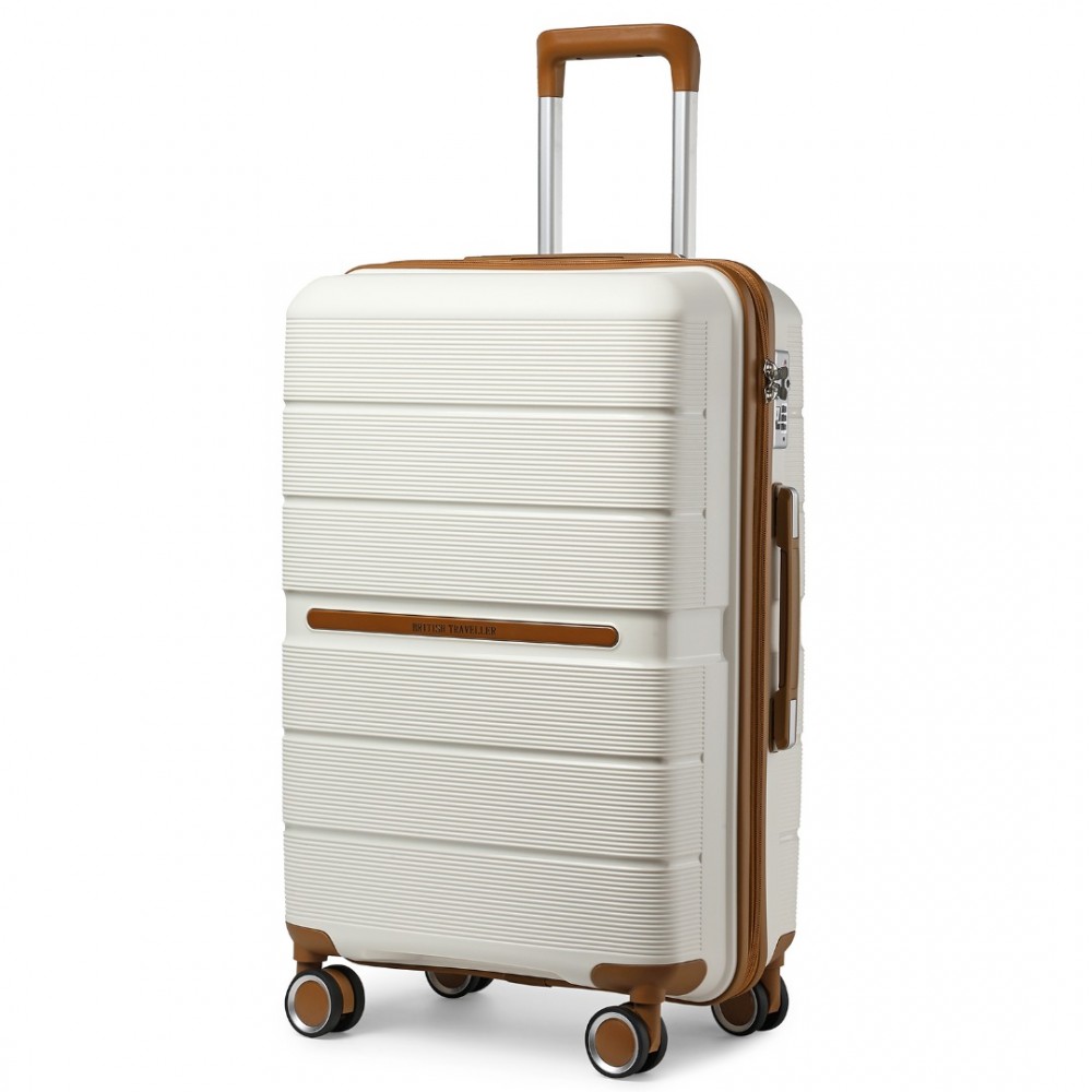 Levně KONO British Traveller skořepinové zavazadlo polypropylen - krémová - 60L