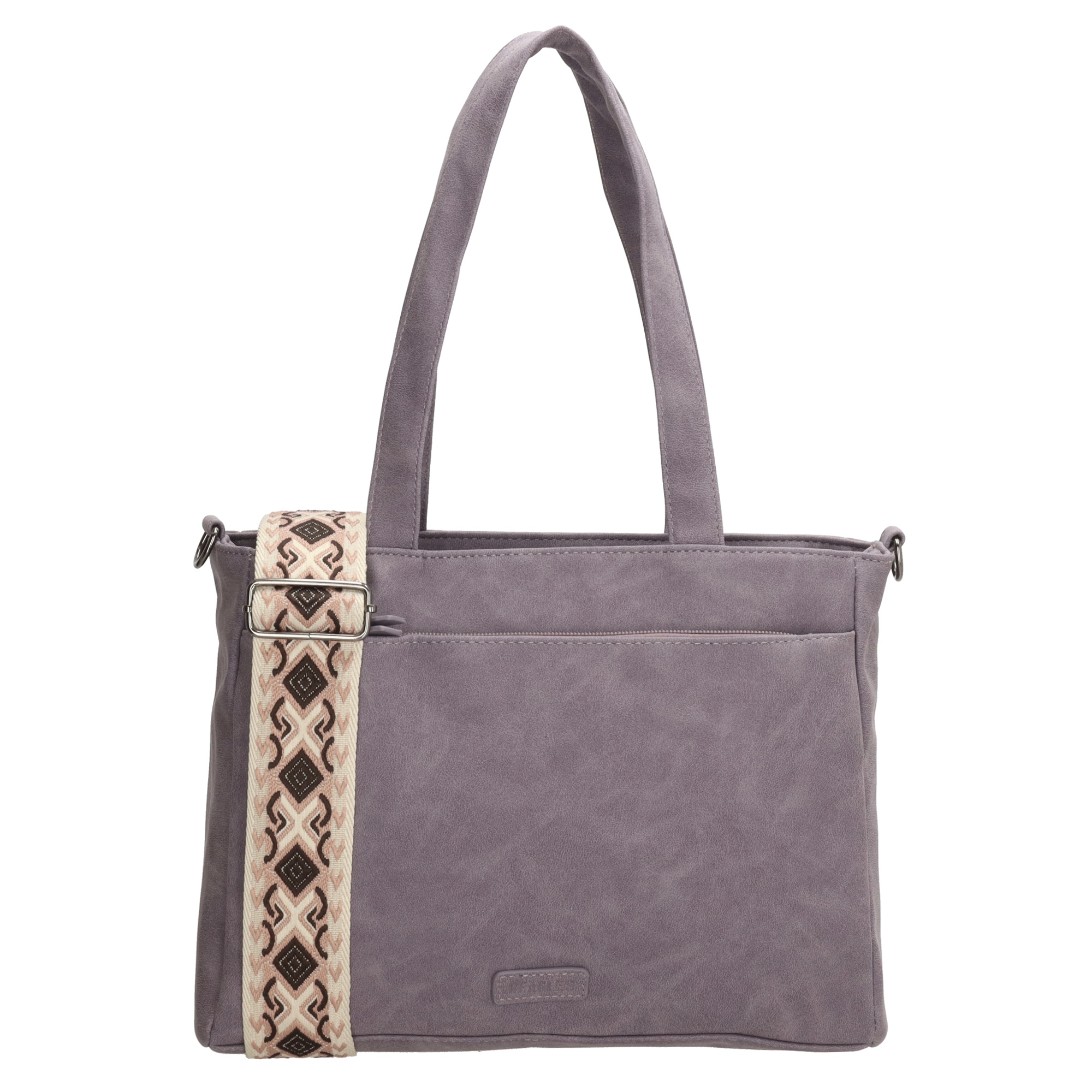 Levně Beagles dámská taška shoperka Malaga s dekorativním popruhem - fialová - 7,6L