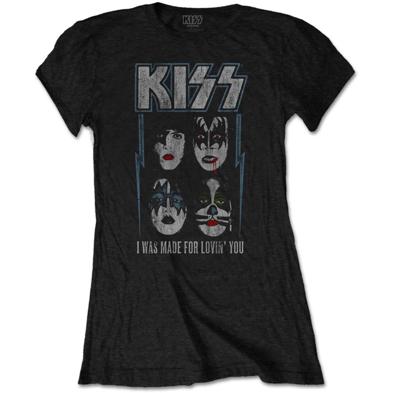 Levně RockOff Kiss Dámské bavlněné tričko: Made For Lovin' You - černé