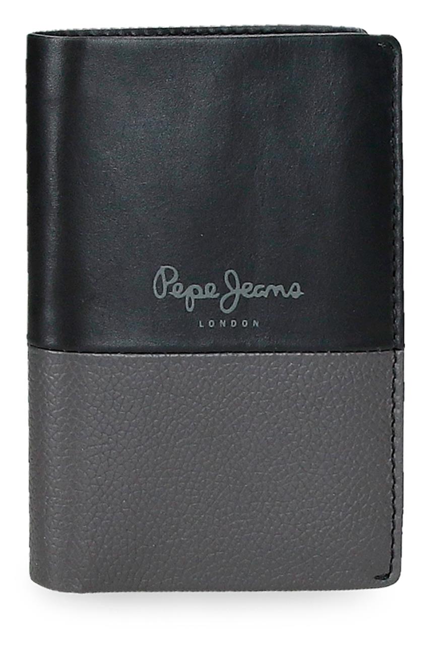 Levně Pepe Jeans Con Monedero vertikální kožená peněženka - černá