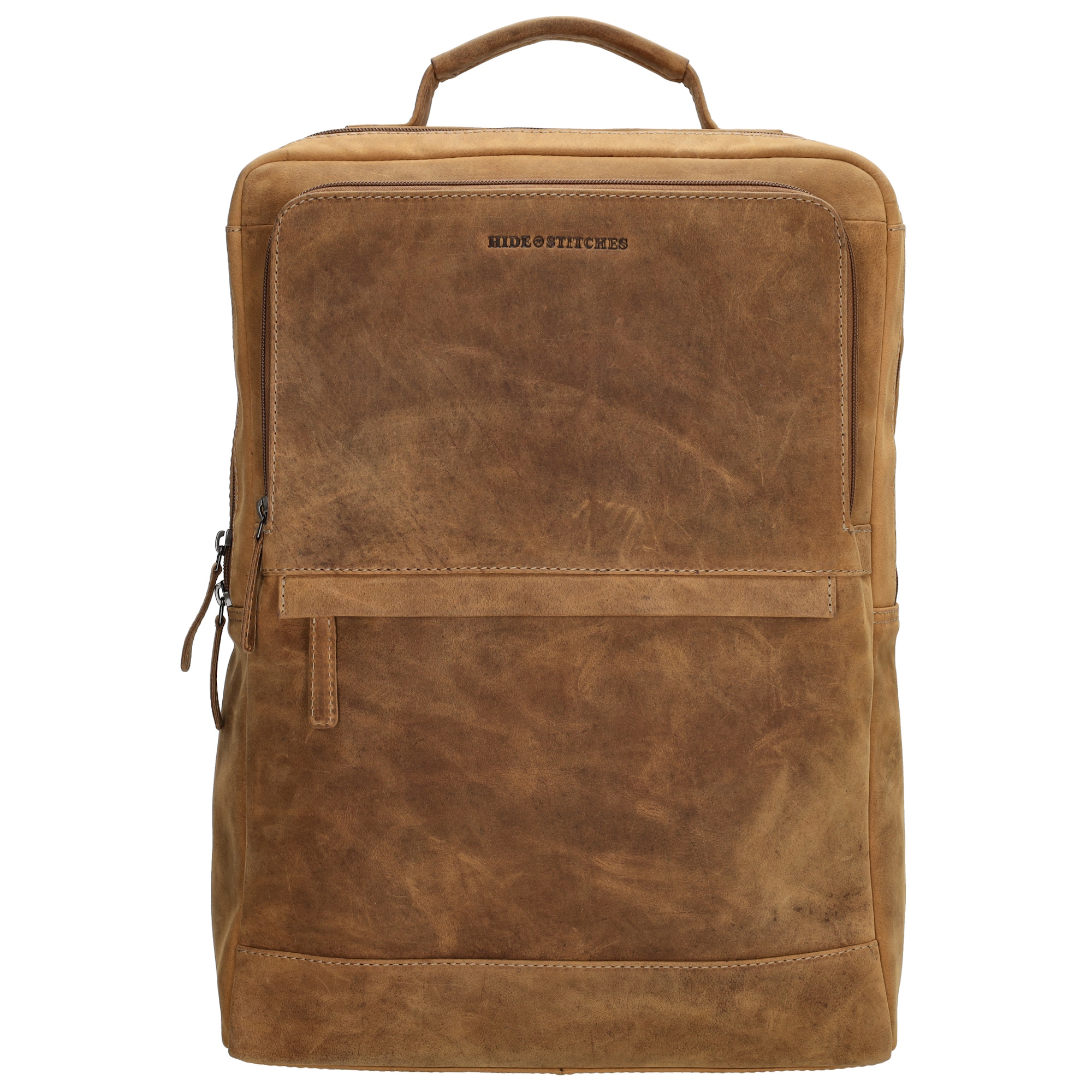 Levně Hide & Stitches Idaho kožený unisex laptop batoh 15,6" - hnědý - 12L
