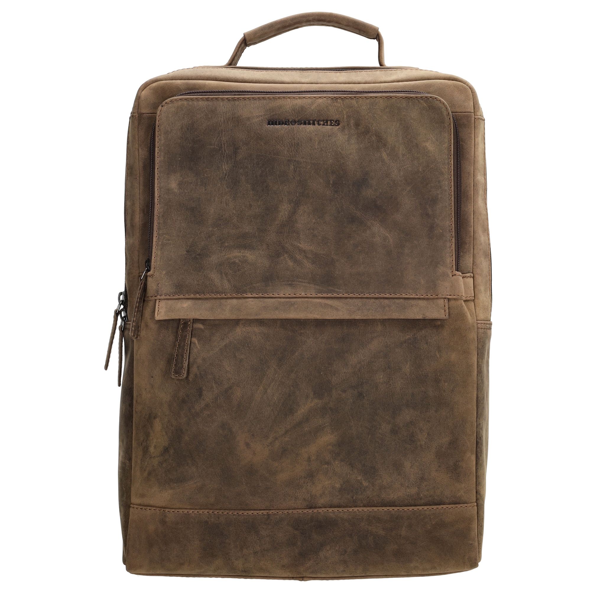 Levně Hide & Stitches Idaho kožený unisex laptop batoh 15,6" - tmavě hnědý - 12L