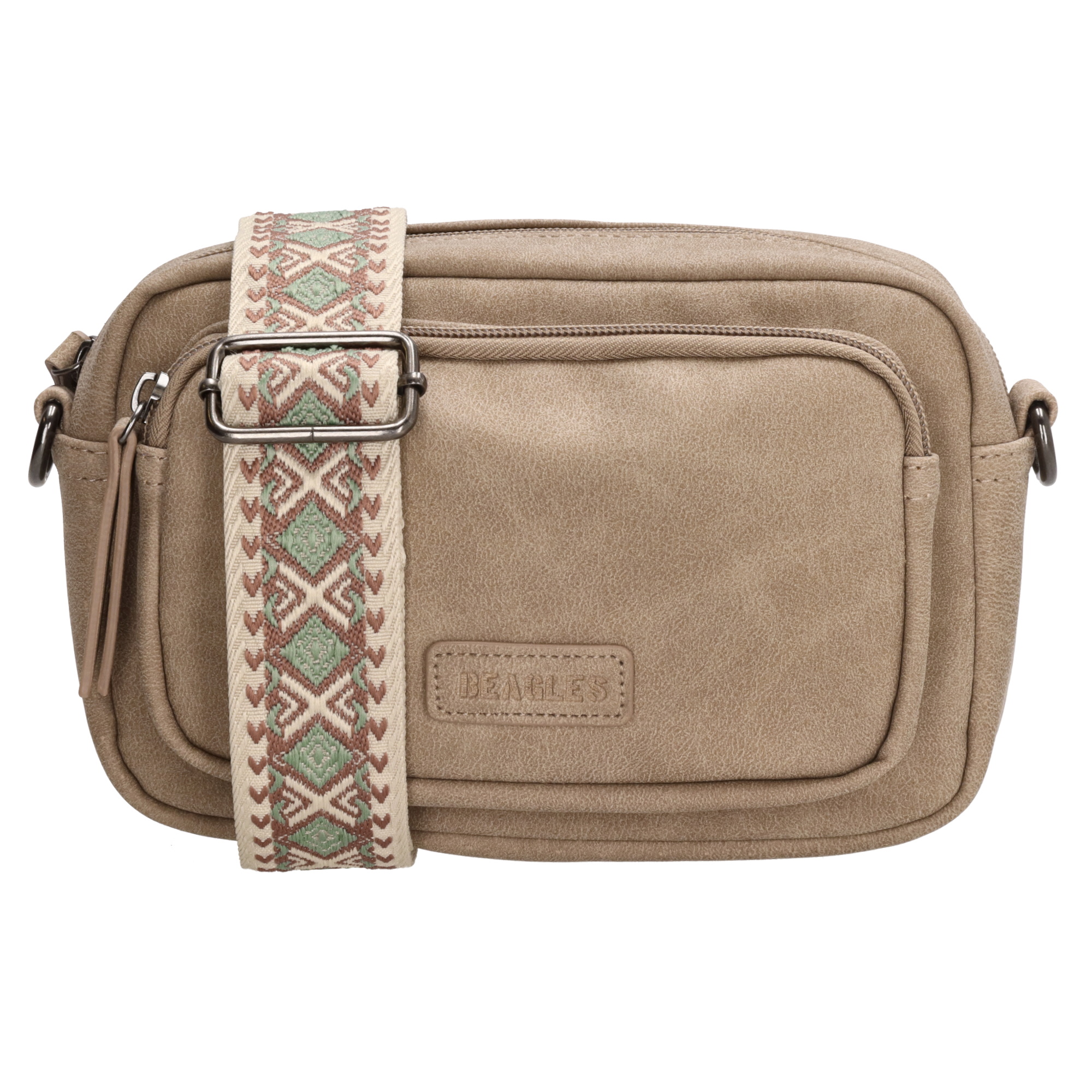 Levně Beagles dámská crossbody kabelka Malaga s dekorativním popruhem - světlá taupe