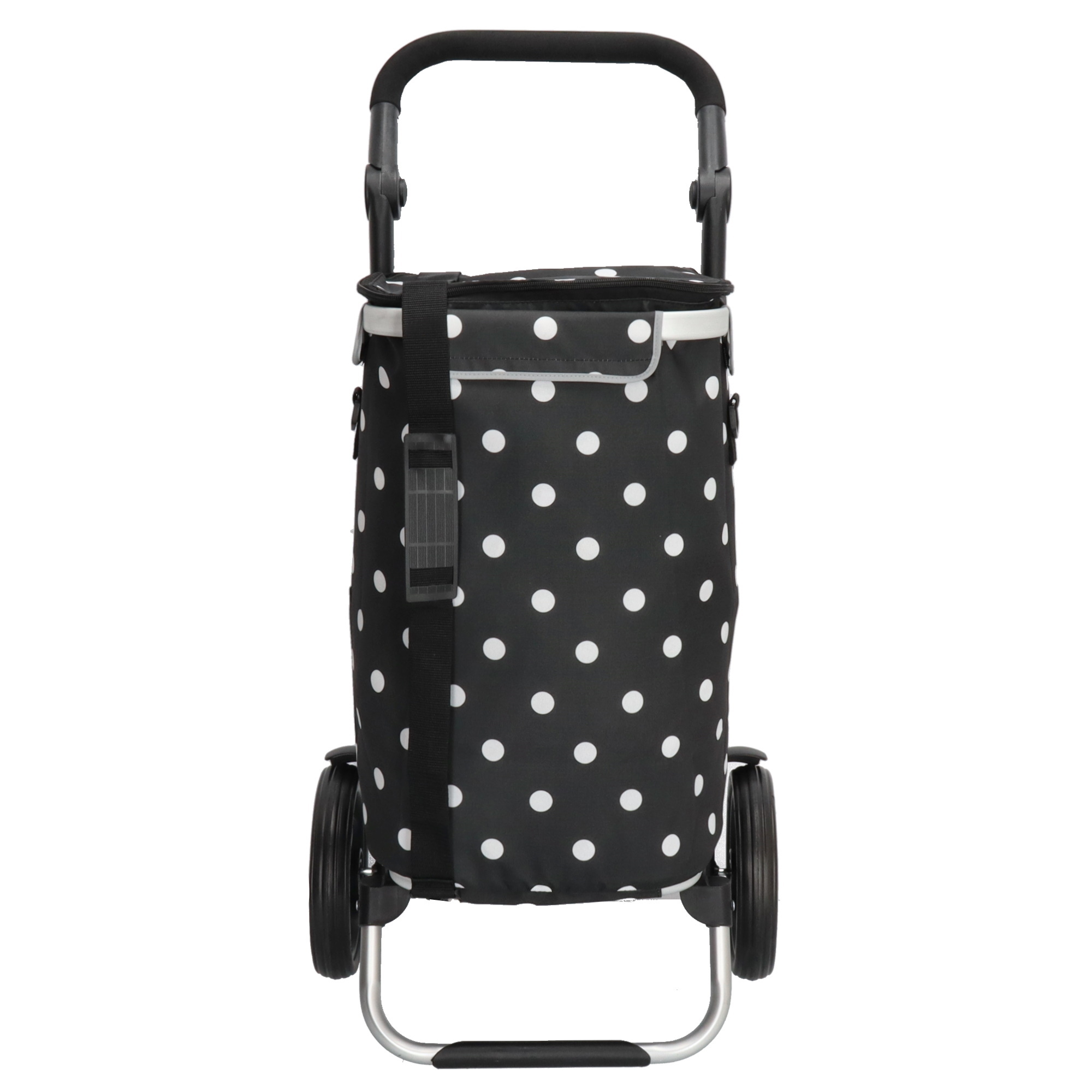 Levně GO & UP Shop & Go nákupní taška na kolečkách s termokapsou - černá s puntíky - 41L