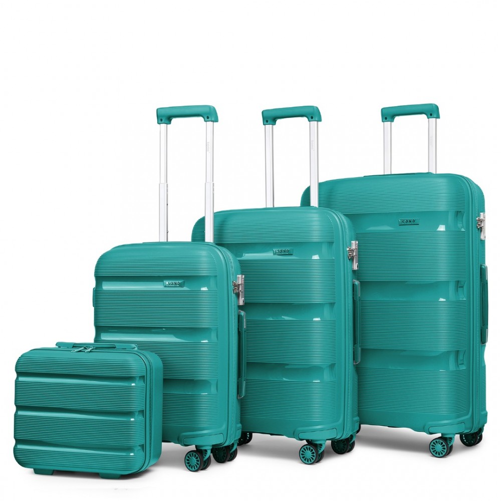 Levně KONO Set 4 kufrů z polypropylenu - 15L, 44L, 77L, 111L - tyrkysový