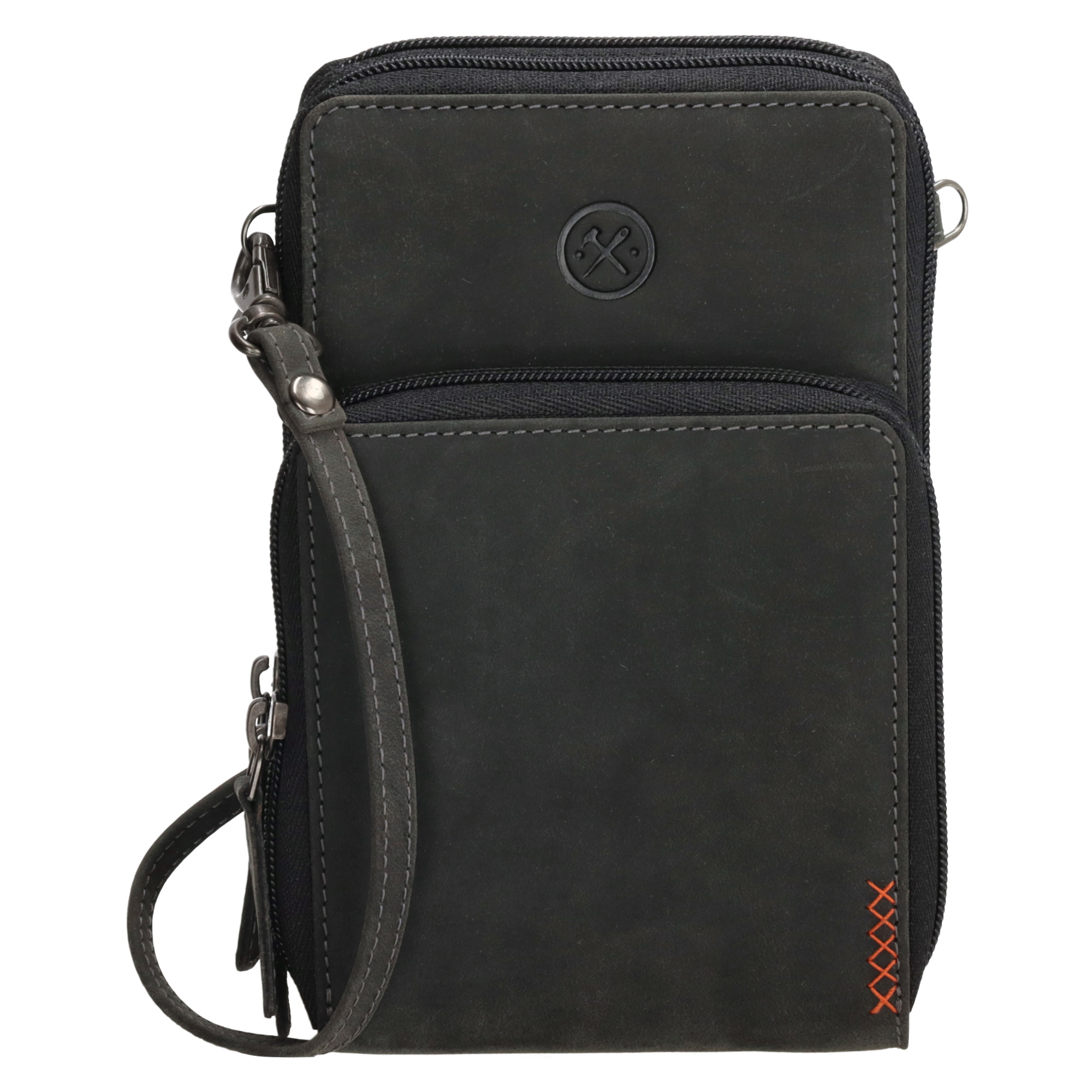 Levně Hide & Stitches Idaho kožená crossbody taška na mobil - černá