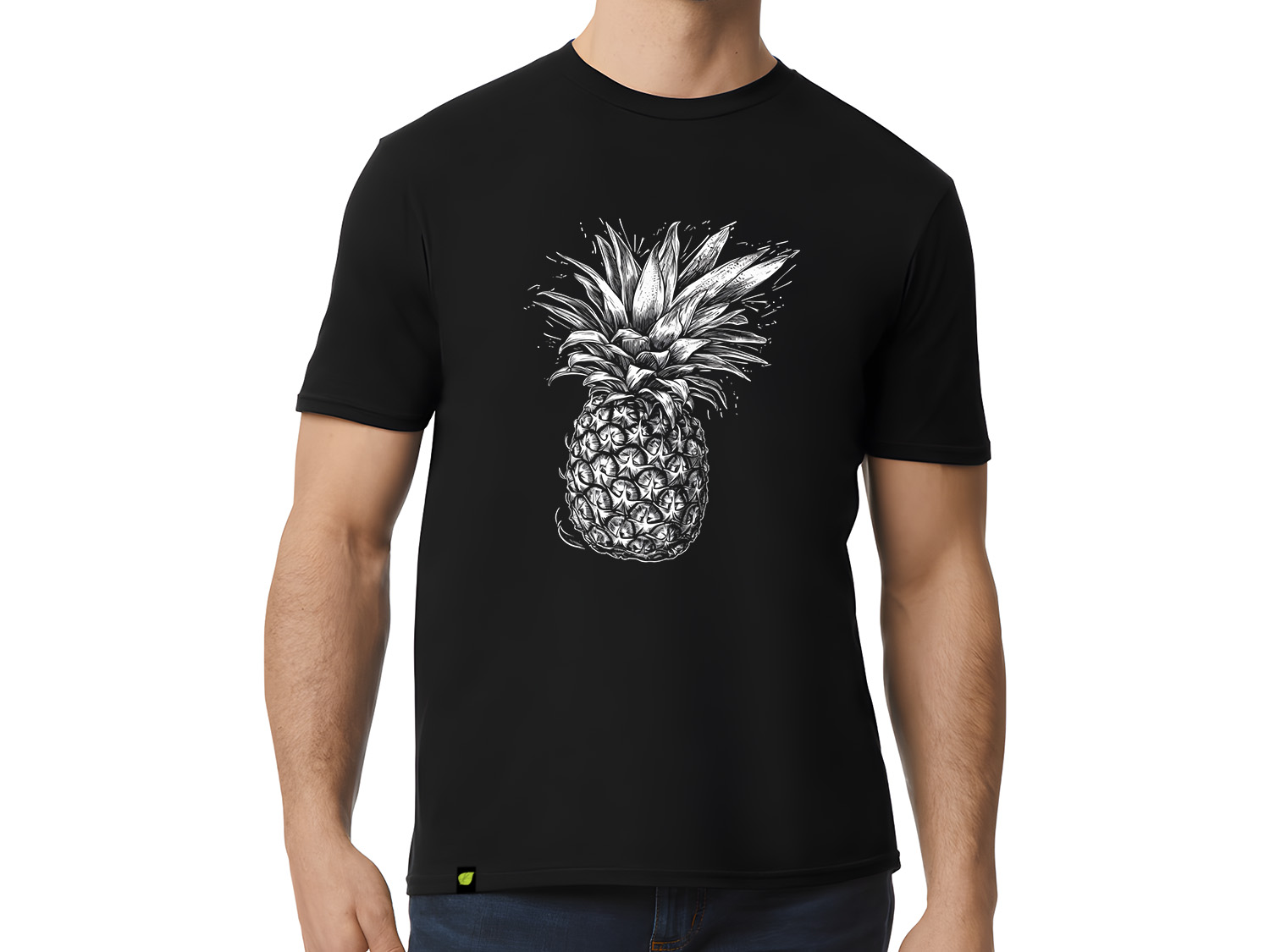 Levně Vivo Verde Pánské bavlněné tričko - Ananas - černé