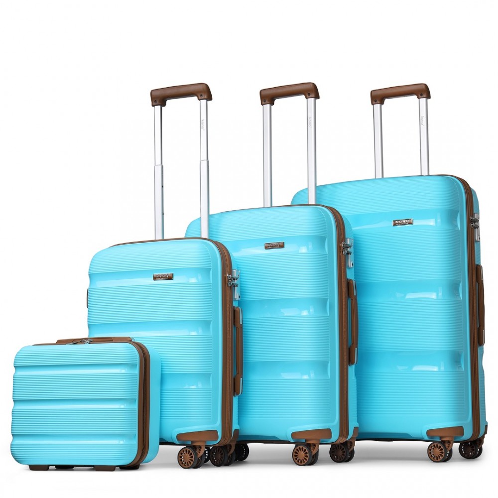 Levně KONO Set 4 kufrů z polypropylenu - 15L, 44L, 77L, 111L - modro hnědý