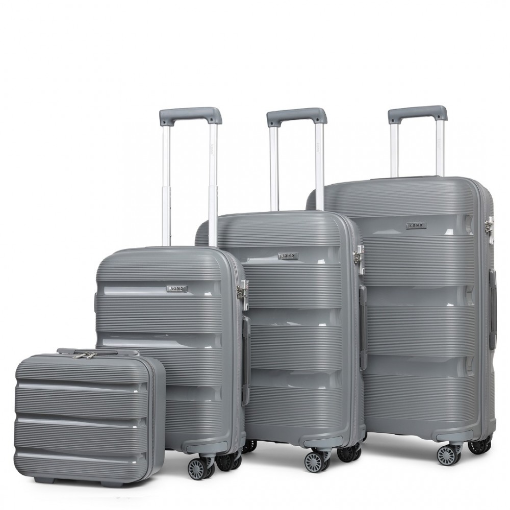 Levně KONO Set 4 kufrů z polypropylenu - 15L, 44L, 77L, 111L - šedý