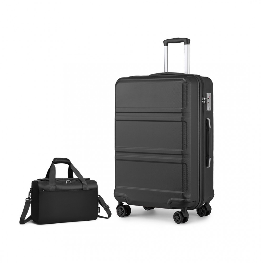 Levně KONO Sada 2 zavazadel - ABS kufr 96L s cestovní taškou 20L - černá