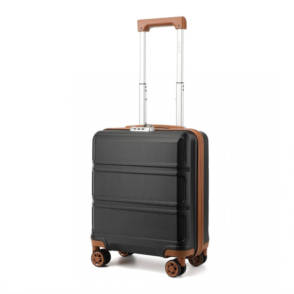 Levně KONO Kabinové příruční zavazadlo s horizontálním designem - ABS - černo hnědá - 25L