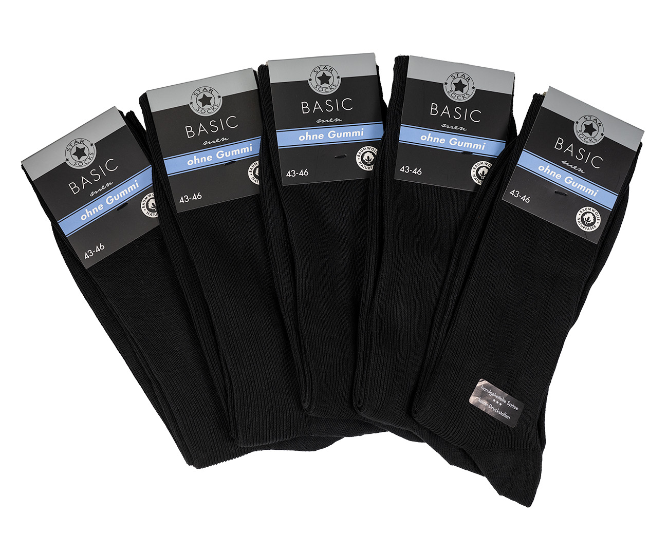 Levně Star Socks bavlněné pánské ponožky SET 5 - černé