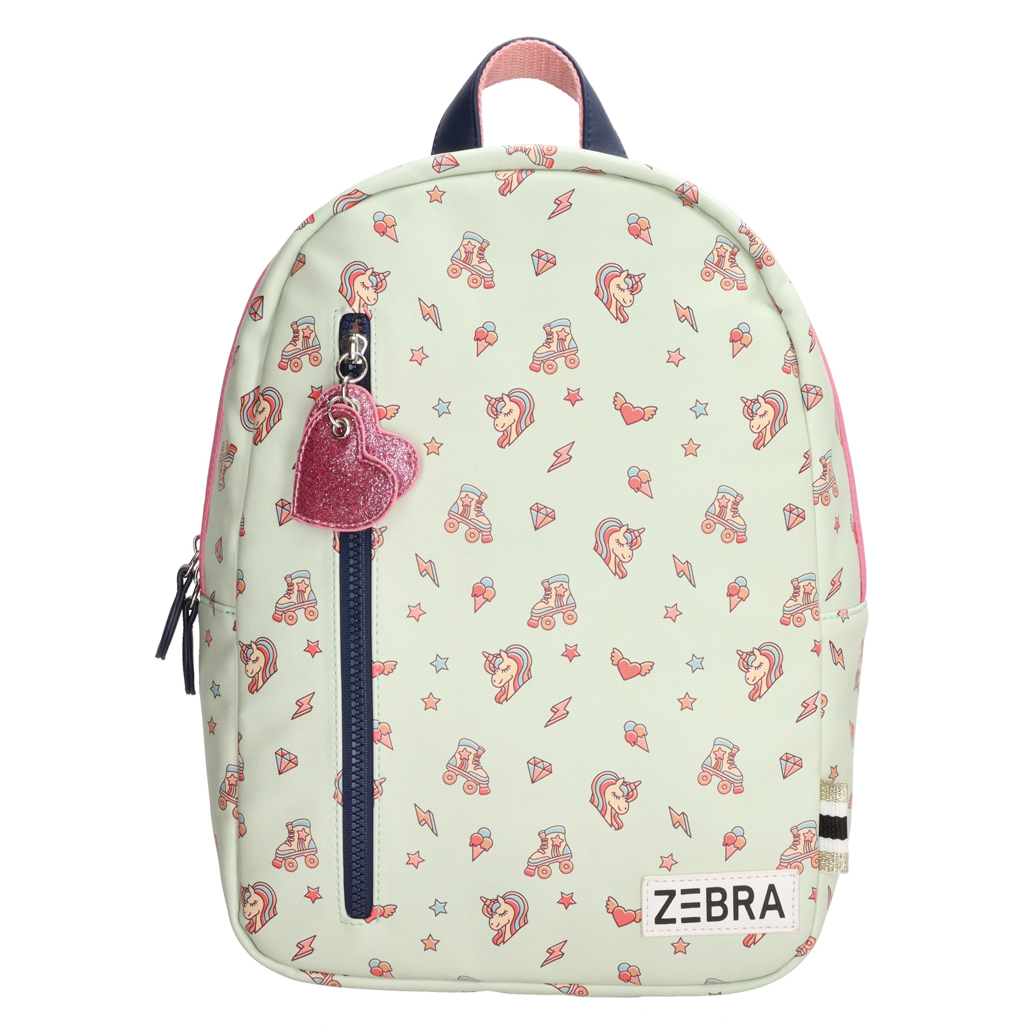 Levně ZEBRA dívčí batoh s jednorožci - zelená 9,5L