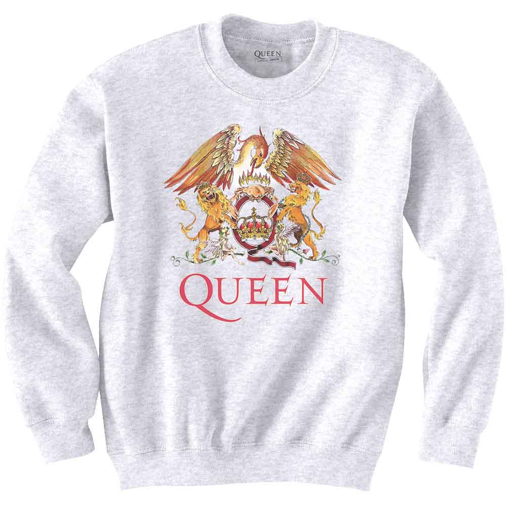 Levně RockOff Unisex mikina QUEEN - Classic Crest - bílá