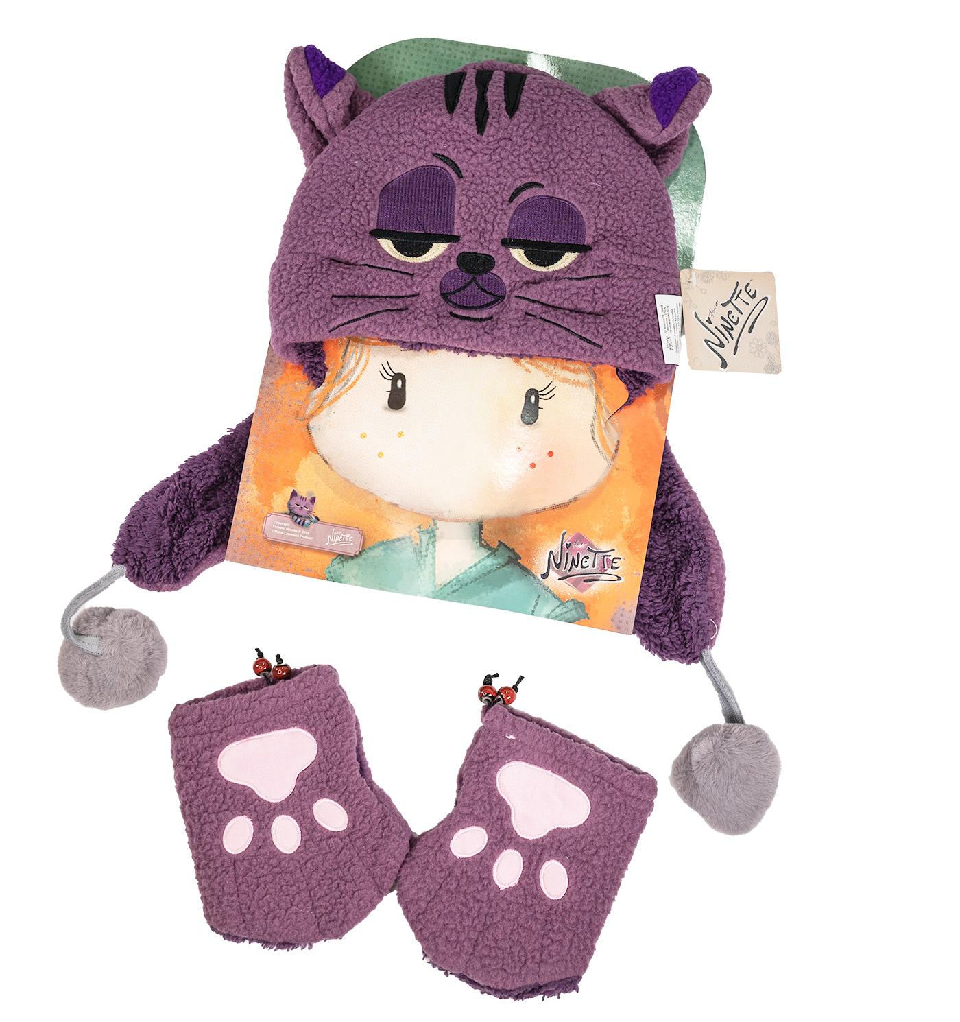 Levně Karactermania Forever Ninette sada čepice s rukavicemi - fialová kočičí