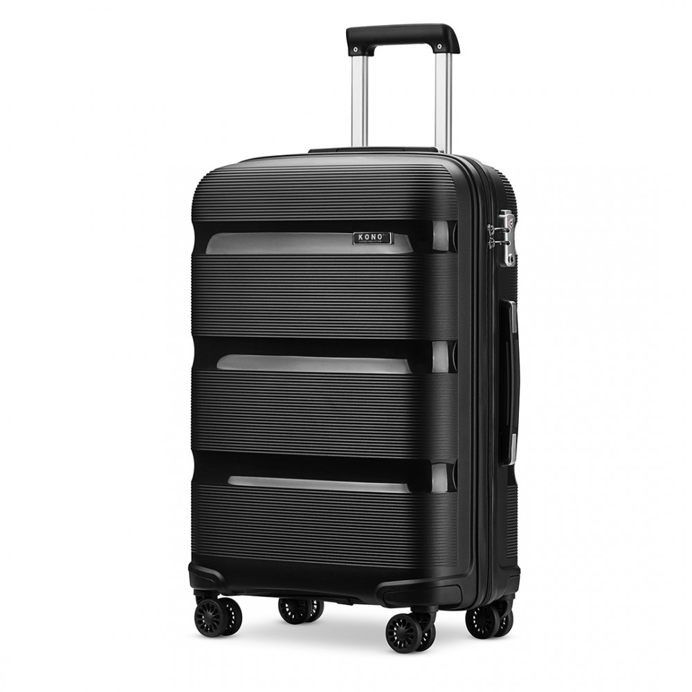 Levně Kono Cestovní kabinový kufr na kolečkách Classic Collection PP - černá - 50L