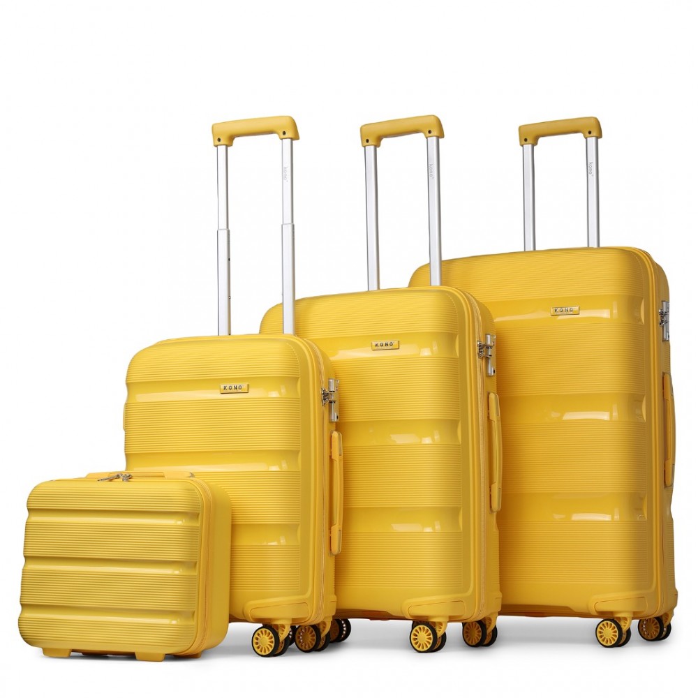 Levně KONO Set 4 kufrů z polypropylenu - 15L, 44L, 77L, 111L - žlutá