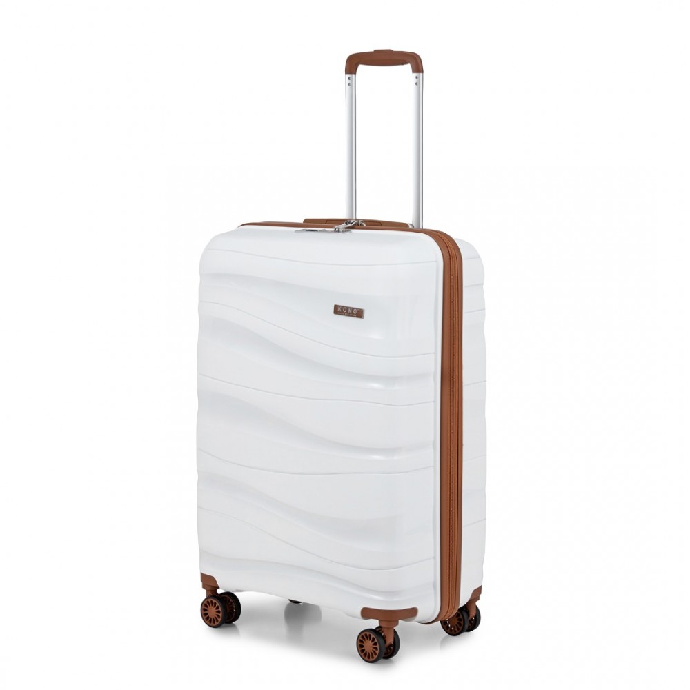 Levně KONO Cestovní kufr na kolečkách s TSA zámkem 39L - béžovo hnědá